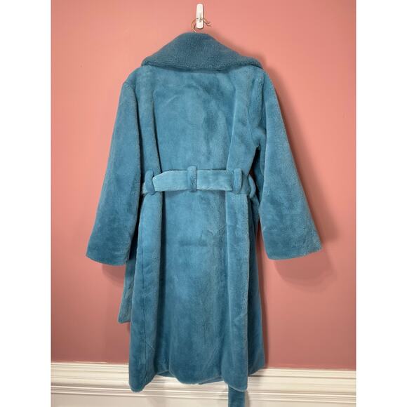 STINE GOYA Happy Faux Fur Jacket in Teal Blue XS - Picture 8 of 8